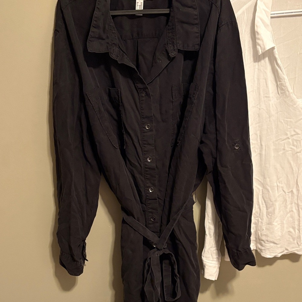 Addition Elle Black Casual Button Down Shirt